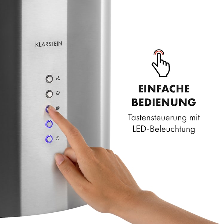 Beretta Inselabzugshaube Ø35cm Ab-/Umluft 650m³/h LED Aktivkohlefilter Edelstahl Silber