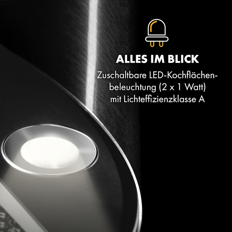 Beretta Inselabzugshaube Ø35cm Ab-/Umluft 650m³/h LED Aktivkohlefilter Edelstahl Silber