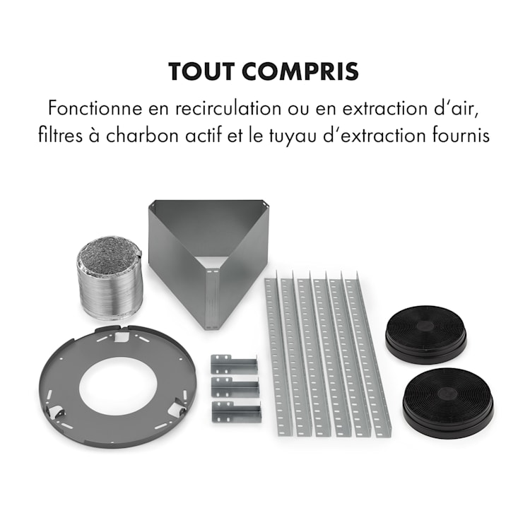Beretta Hotte îlot 650m³/h 3 vitesses filtres inclus classe C - Inox Argent