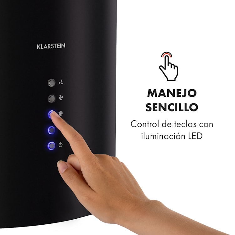 Klarstein Beretta Campana de isla Ø35cm Recirculación y extracción del aire 650m³/h led Negro Negro Mate