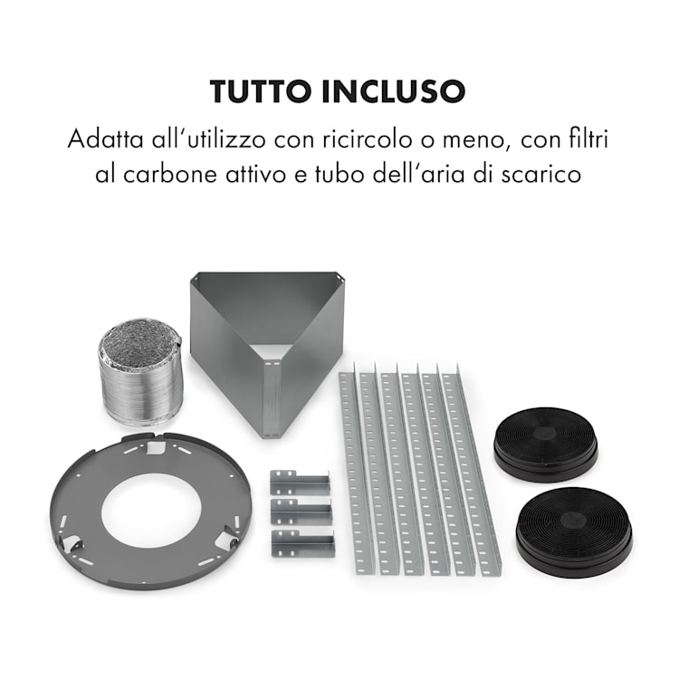 Klarstein Beretta cappa aspirante a isola Ø35cm a ricircolo 650m³/h LED nero Nero Opaco
