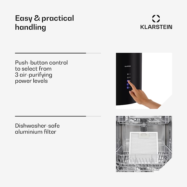 Beretta, островен абсорбатор, Ø35 см, рециркулация, 650m³ / h, LED, черен Черно