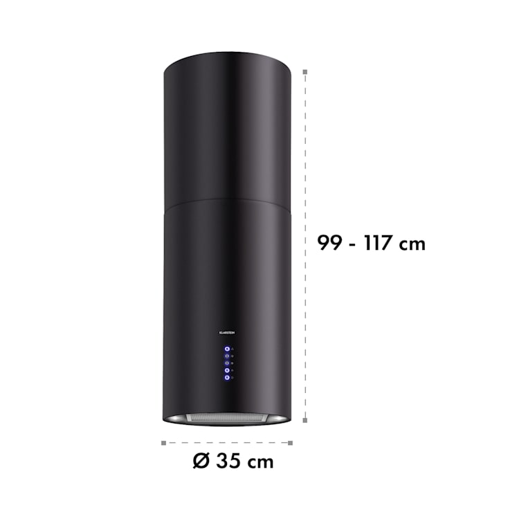 Beretta Inselabzugshaube Ø35cm Ab-/Umluft 650m³/h LED inkl. Aktivkohlefilter Matt-Schwarz