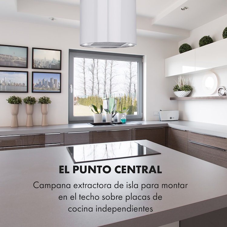 Beretta Campana de isla Ø35cm Recirculación y extracción del aire 650m³/h led Blanca Blanco