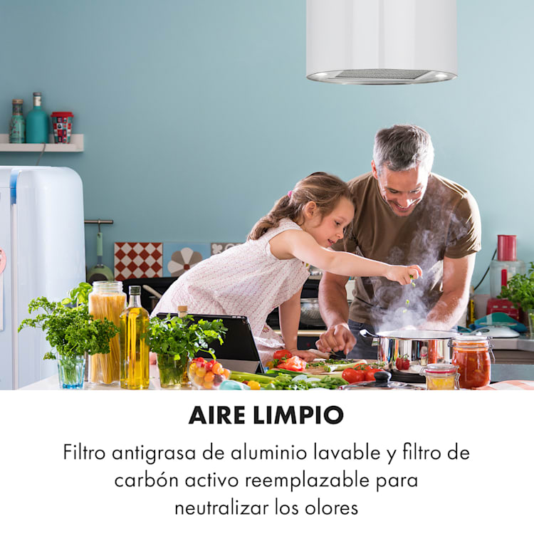 Beretta Campana de isla Ø35cm Recirculación y extracción del aire 650m³/h led Blanca Blanco