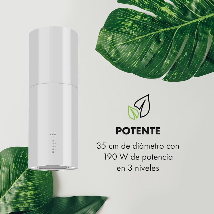 Beretta Campana de isla Ø35cm Recirculación y extracción del aire 650m³/h led Blanca Blanco