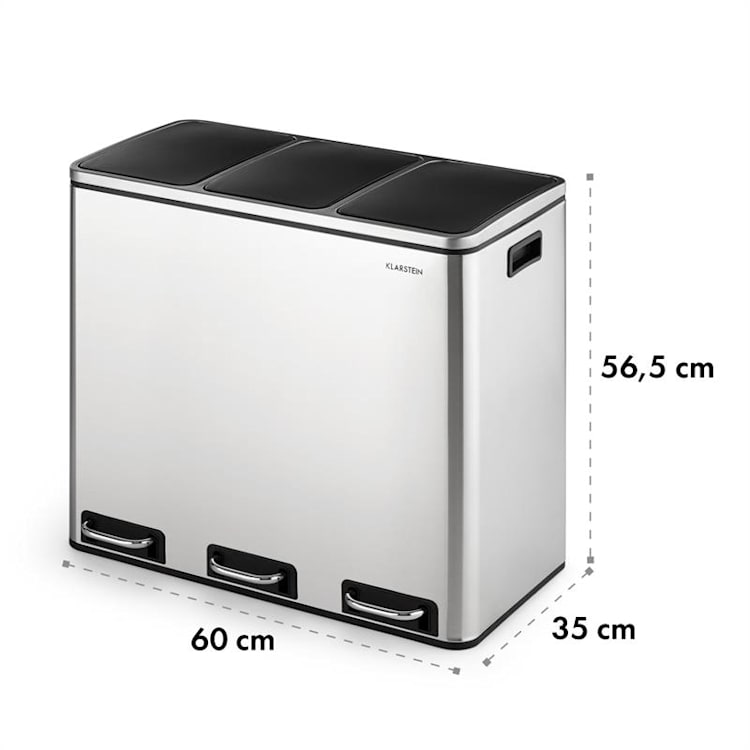 Grandmaster Trash Treteimer 54l / 3x18L geräuschlos PP Edelstahl