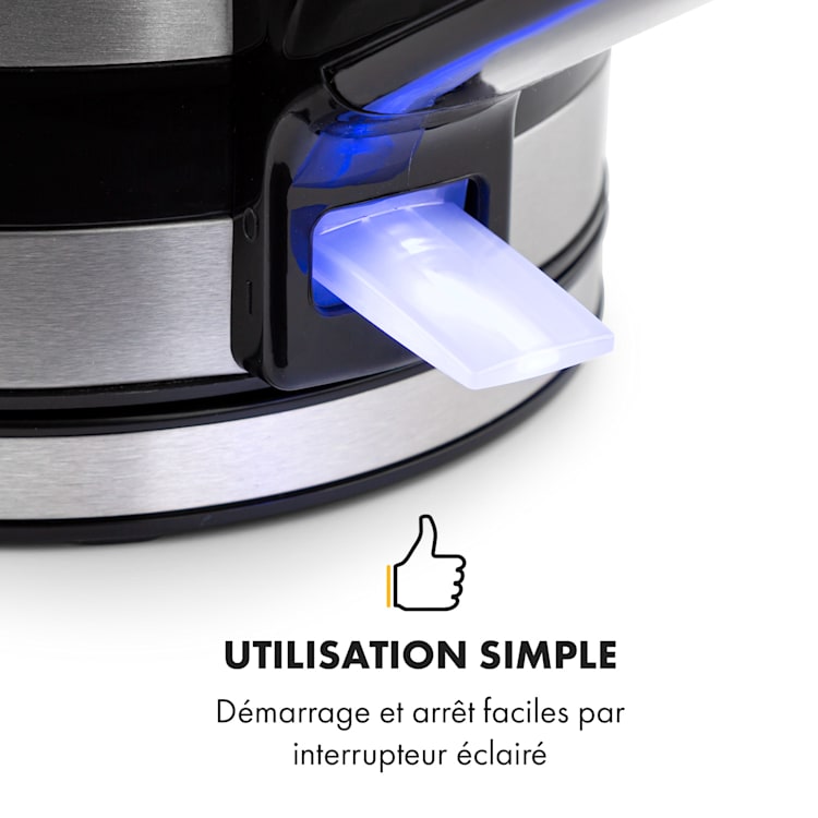 Arabica Bouilloire électrique 1,7L 1850 à 2200W- design inox