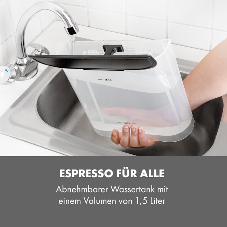 Arabica Espressomaschine 1050W 15 Bar 1,5l Touch-Bedienfeld Edelstahl Silber