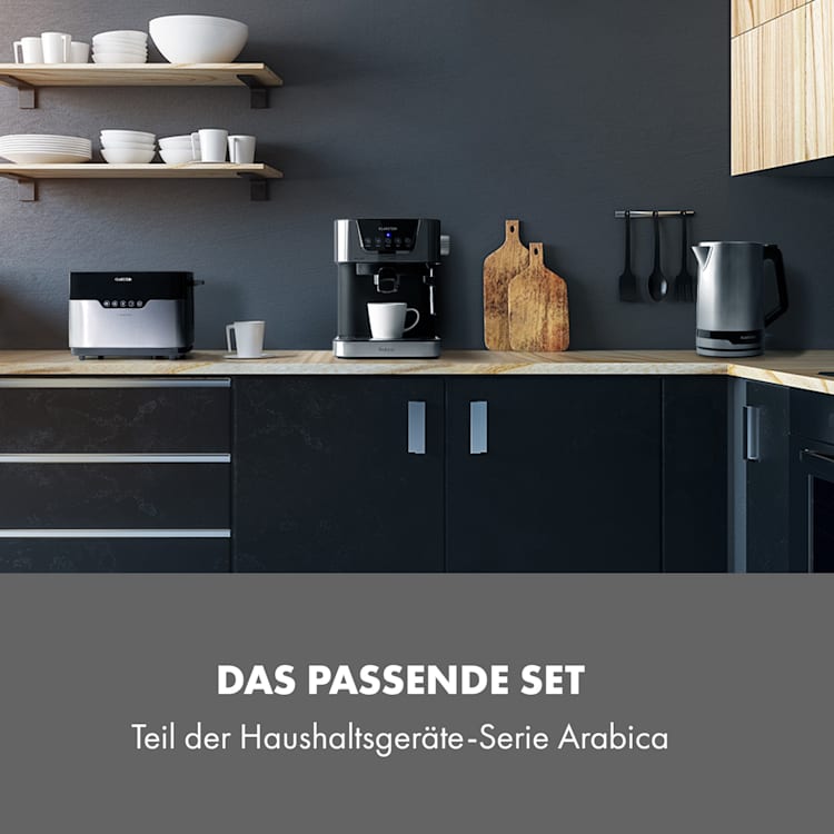 Arabica Espressomaschine 1050W 15 Bar 1,5l Touch-Bedienfeld Edelstahl Silber