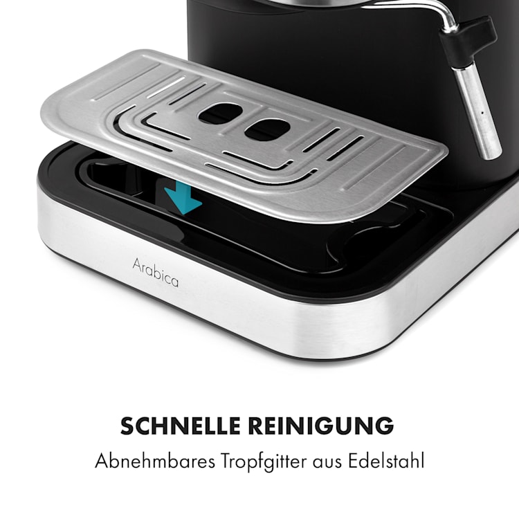 Arabica Espressomaschine 1050W 15 Bar 1,5l Touch-Bedienfeld Edelstahl Silber