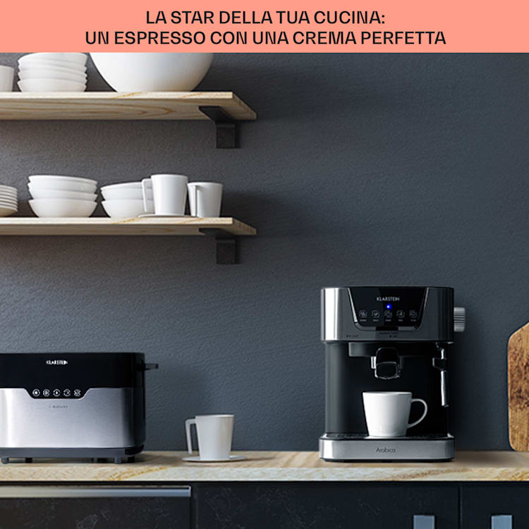 Arabica, Macchina per Caffè Espresso, 15 Bar, 1,5 L, Touch, Acciaio Inox, 1050 W Argento metallizzato