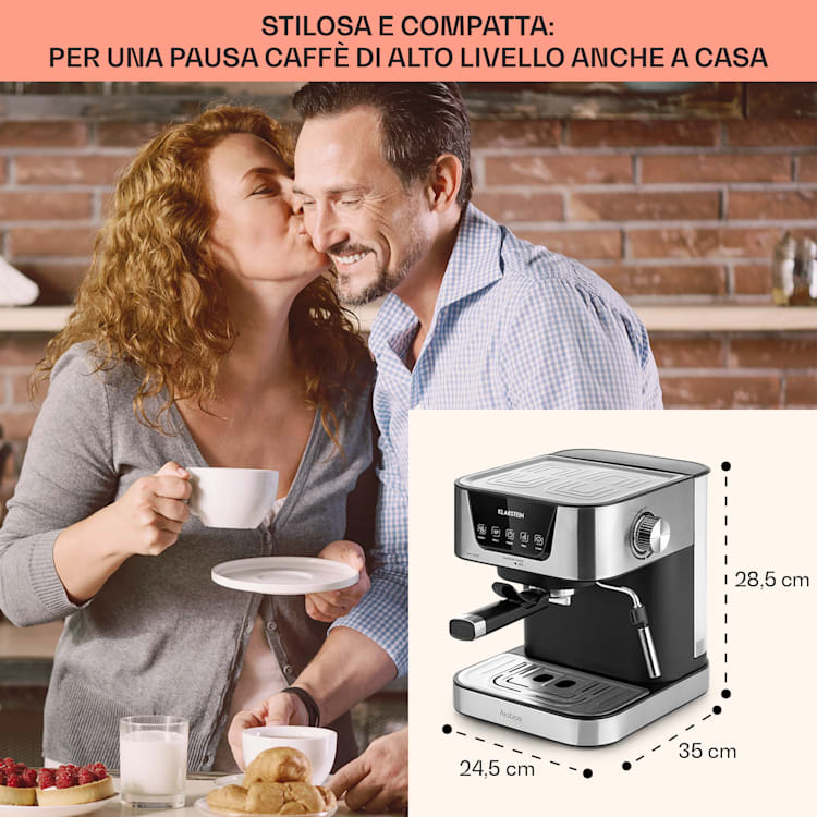 Arabica, Macchina per Caffè Espresso, 15 Bar, 1,5 L, Touch, Acciaio Inox, 1050 W Argento metallizzato