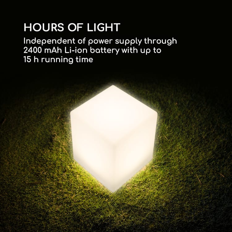 Shinecube XL kubuslamp 40x40x40cm 16 kleuren-LED 4 licht-modi wit