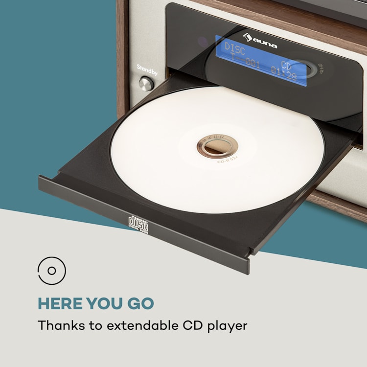 Oxford impianto stereo retrò DAB+/FM funzione BT vinile CD AUX-In grigio scuro
