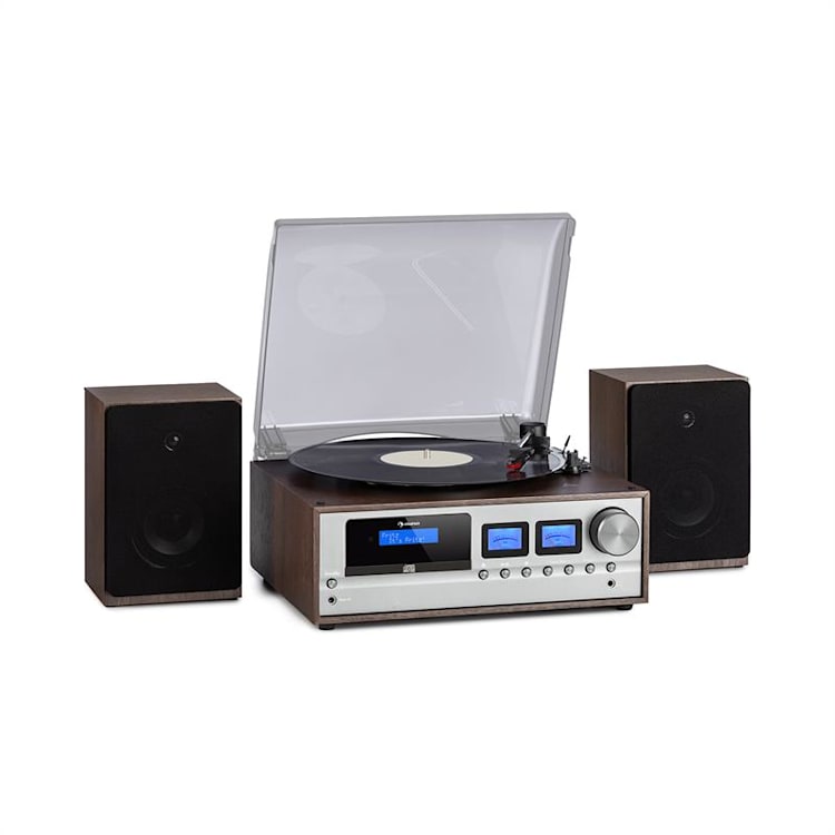 Oxford impianto stereo retrò DAB+/FM funzione BT vinile CD AUX-In grigio scuro