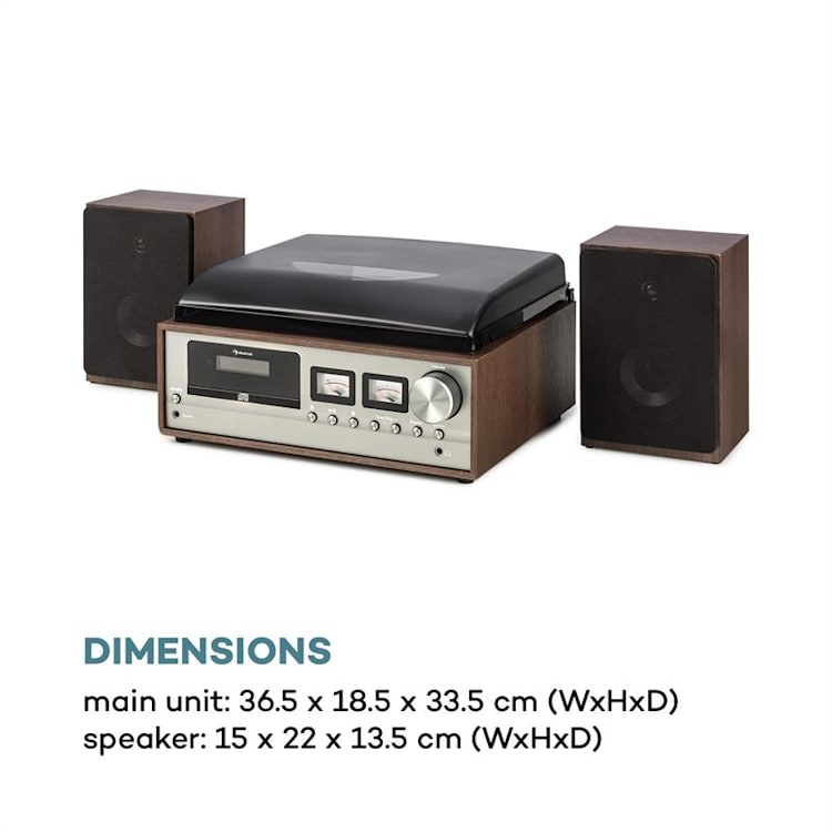 Oxford impianto stereo retrò DAB+/FM funzione BT vinile CD AUX-In grigio scuro
