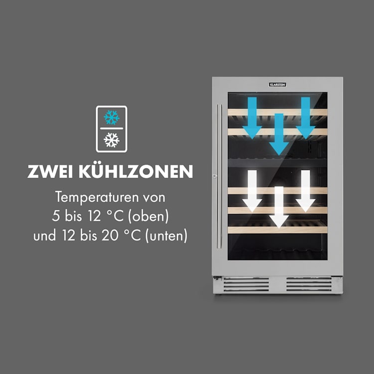 Vinovilla 79 Built-in Duo Zweizonen-Weinkühlschrank 190l 79 Fl. 3-lagige Glastür