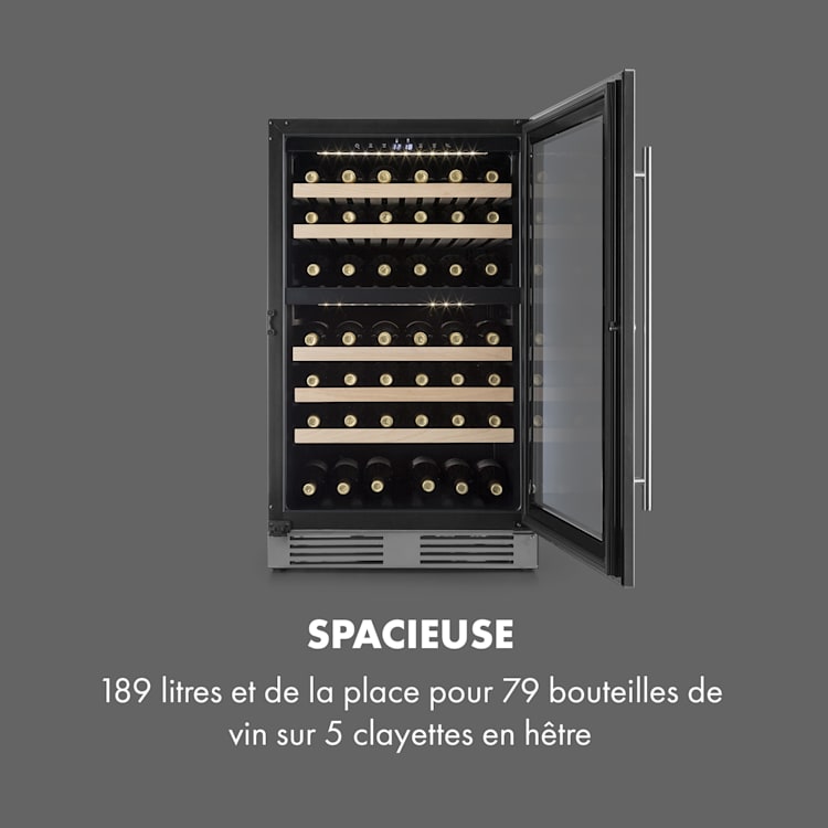 Vinovilla 79 Built-in Duo cave à vin à deux compartiments 190 L 79 bouteilles porte triple vitrage