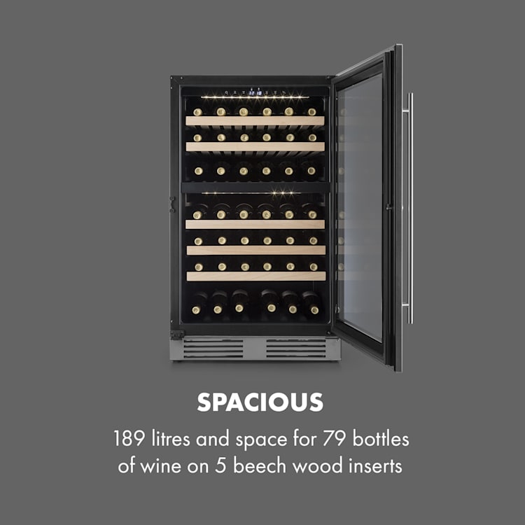 Vinovilla 79 Built-In Duo wijnkoelkast 190 liter 79 flessen deur met 3-voudige beglazing