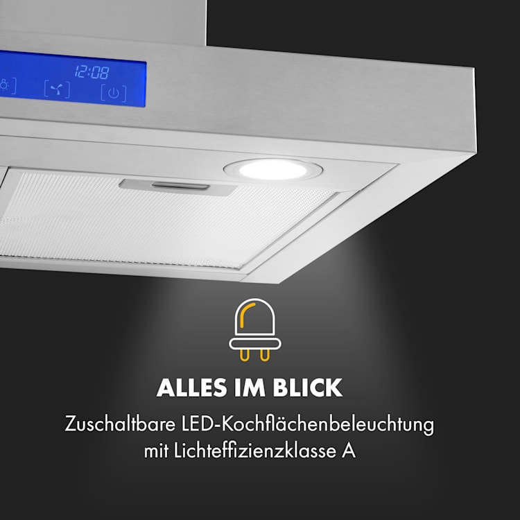 Sabrina Dunstabzugshaube 575 m3/h 3 Leistungsstufen EEK A Edelstahl gebürstet 60 cm | Silber