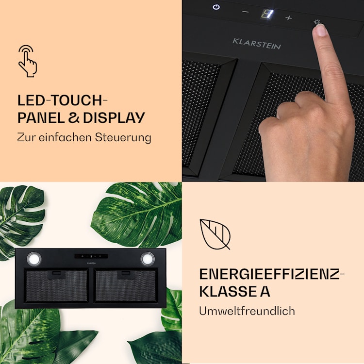 Paolo Dunstabzugshaube Einbau 72 cm EEK: A 593 m³/h LED Touch 72 cm | Schwarz