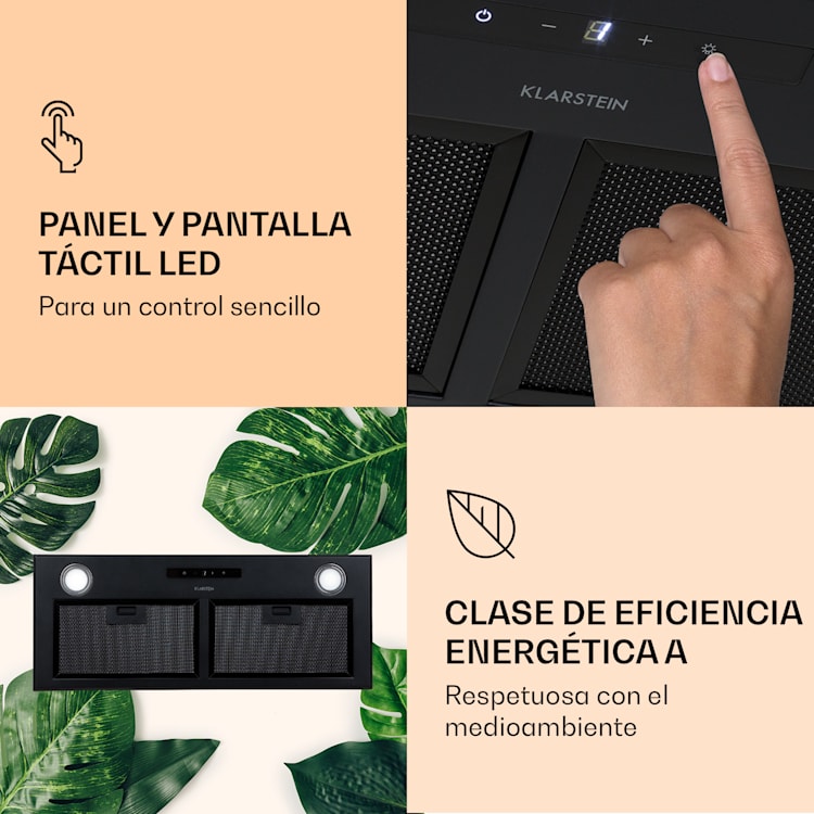 Campana extractora Paolo instalación en 72 cm EEK: A 593 m³/h LED Touch 72 cm | Negro