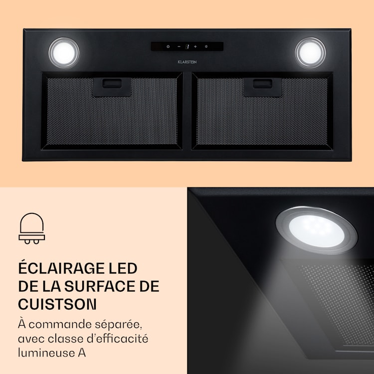 Paolo Hotte aspirante encastrable 72 cm CEE : A 593 m³/h LED Tactile 72 cm | Noir