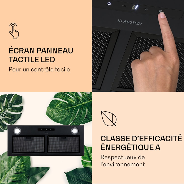 Paolo Hotte aspirante encastrable 72 cm CEE : A 593 m³/h LED Tactile 72 cm | Noir