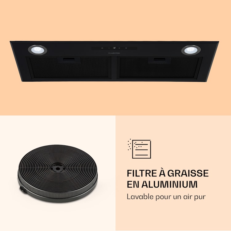 Paolo Hotte aspirante encastrable 72 cm CEE : A 593 m³/h LED Tactile 72 cm | Noir