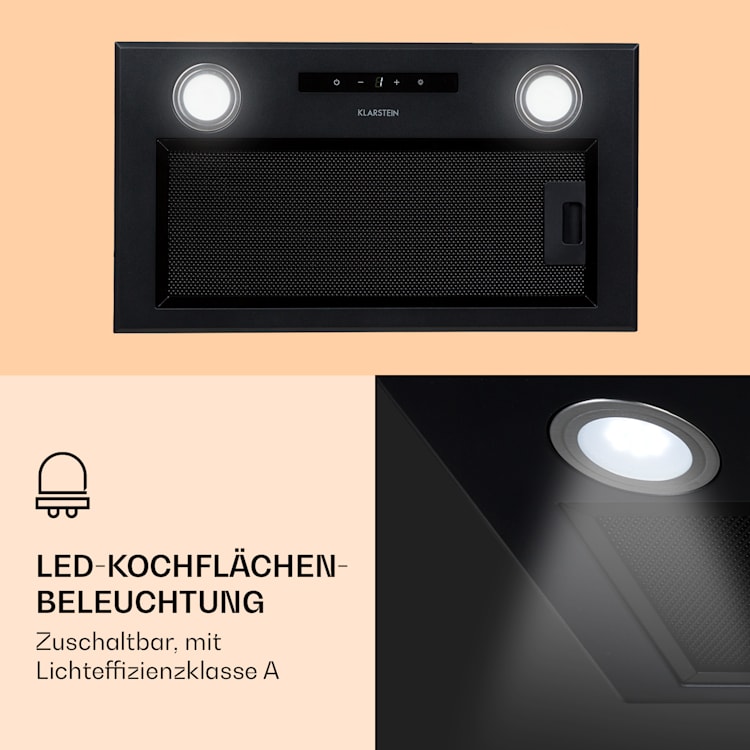 Paolo Dunstabzugshaube Einbau 52 cm EEK: A 593 m³/h LED Touch 52 cm | Schwarz
