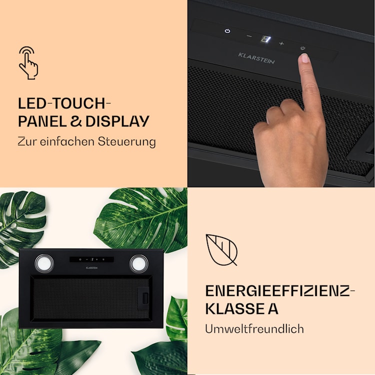 Paolo Dunstabzugshaube Einbau 52 cm EEK: A 593 m³/h LED Touch 52 cm | Schwarz