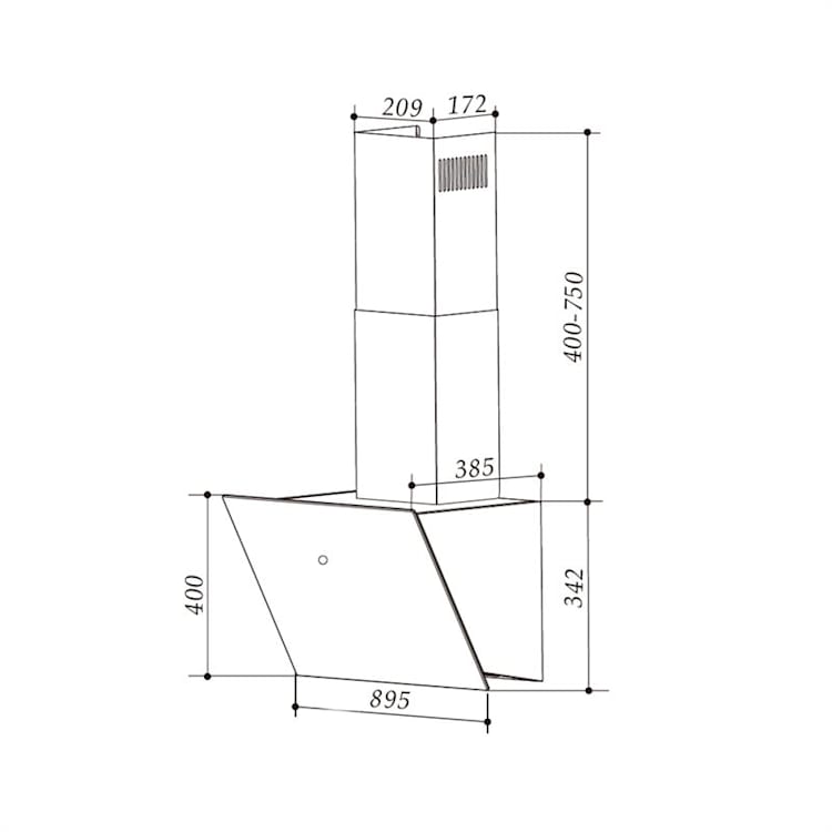Laurel 90 Dunstabzugshaube 90cm Abluft: 350 m³/h LED Touch schwarz 90 cm | Schwarz