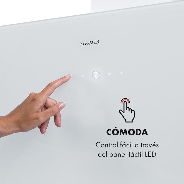 Laurel 90 campana extractora 90 cm aire de escape: 350 m³/h LED touch blanco 90 cm | Blanco