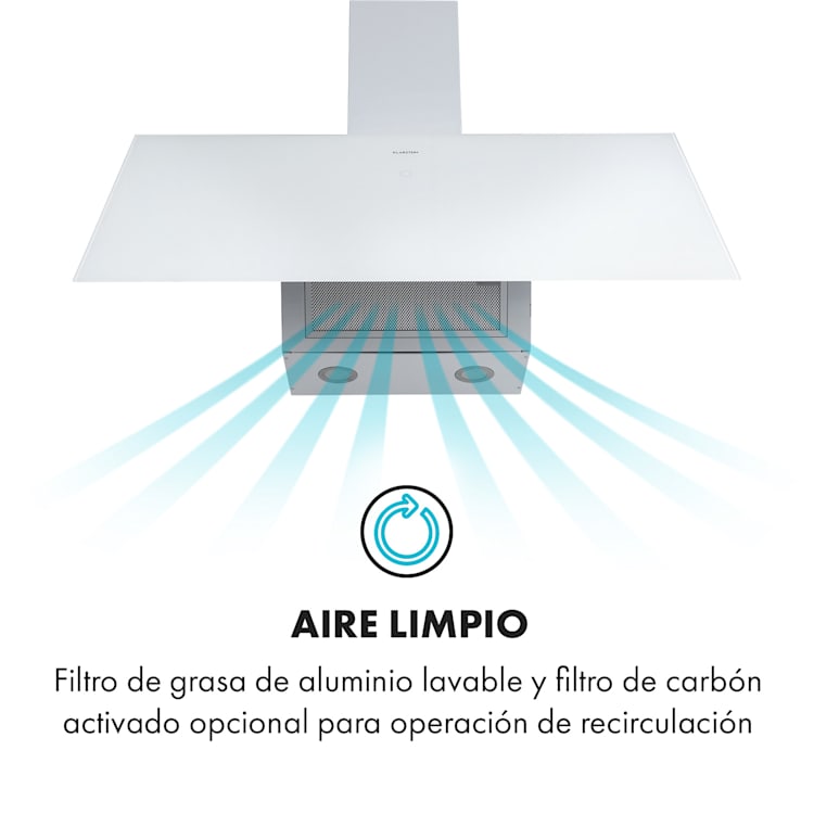 Laurel 90 campana extractora 90 cm aire de escape: 350 m³/h LED touch blanco 90 cm | Blanco