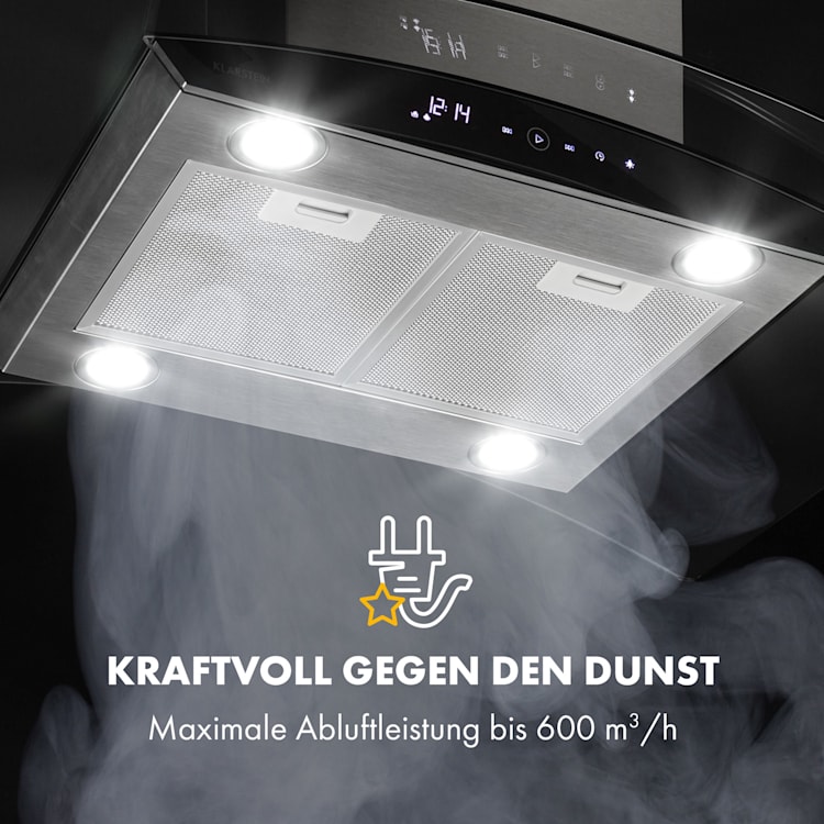 Colette Dunstabzugshaube 90cm 600m³/h EEK A Edelstahl silber