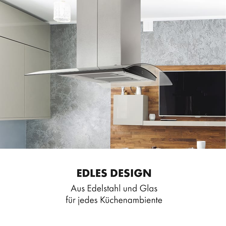 Colette Dunstabzugshaube 90cm 600m³/h EEK A Edelstahl silber