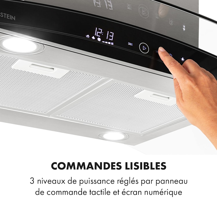 Colette Hotte aspirante îlot 90cm 600 m³/h Classe A - inox argent