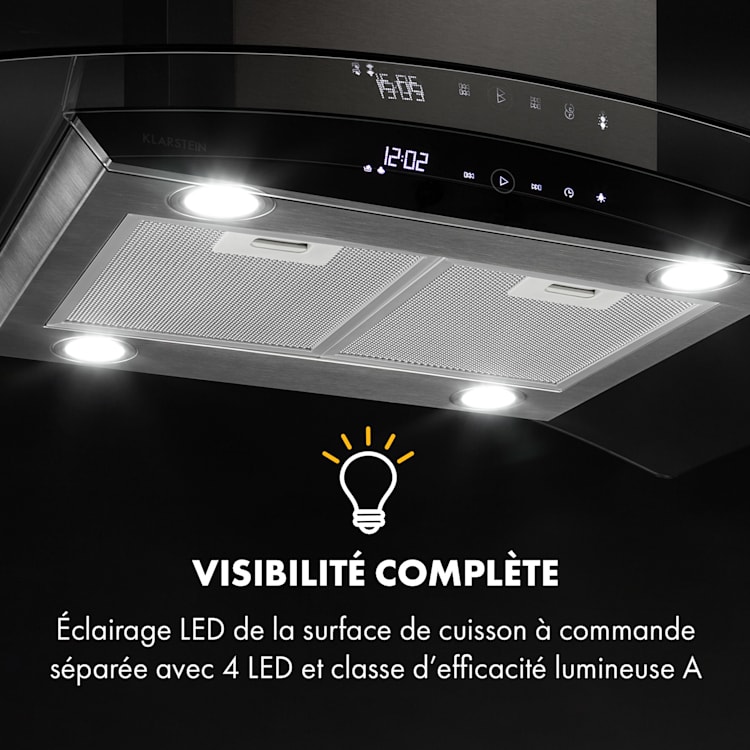 Colette Hotte aspirante îlot 90cm 600 m³/h Classe A - inox argent
