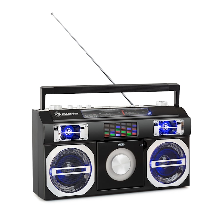 Oldschool Lettore Rétro 80's CD BT USB MP3 FM Antenna Batteria nero