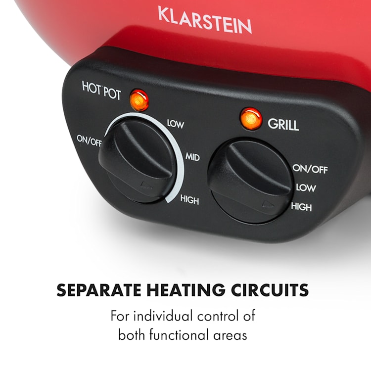 Szechuan hot pot en grillplaat 5L vol. 1350W 600W rood Rood