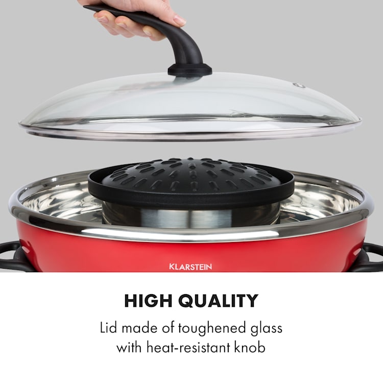 Szechuan hot pot en grillplaat 5L vol. 1350W 600W rood Rood