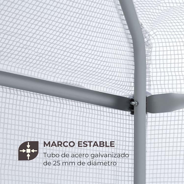 Plant Palace X2 vivero 200 x 220 x 100 cm acero tubular lámina reticulada de PVC 200 cm