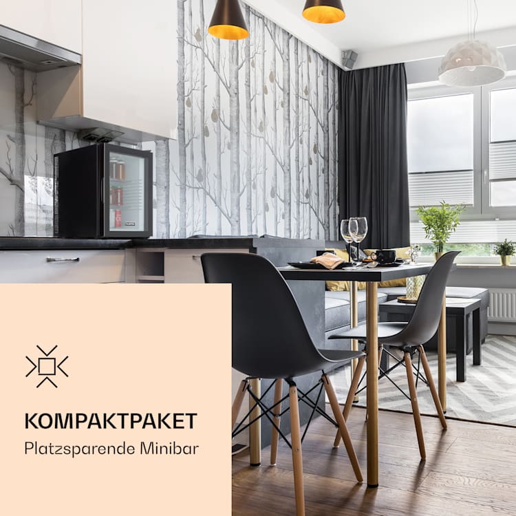Brooklyn 42 Mini-Kühlschrank Glastür LED Ablage 42 Ltr | Schwarz / weiß
