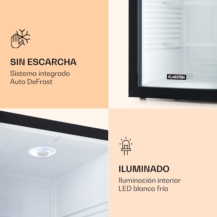 Mini frigorífico Brooklyn 42 puerta de cristal estante LED 42 L | Negro/Blanco