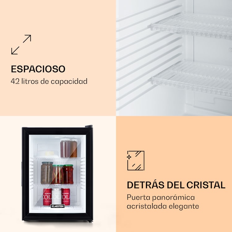 Mini frigorífico Brooklyn 42 puerta de cristal estante LED 42 L | Negro/Blanco