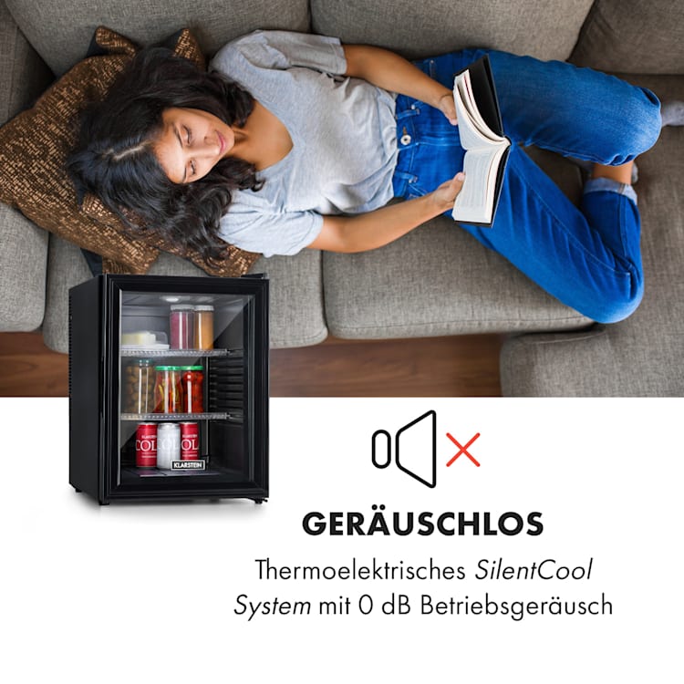 Brooklyn 42 Mini-Kühlschrank Glastür LED Ablage 42 Ltr | Schwarz