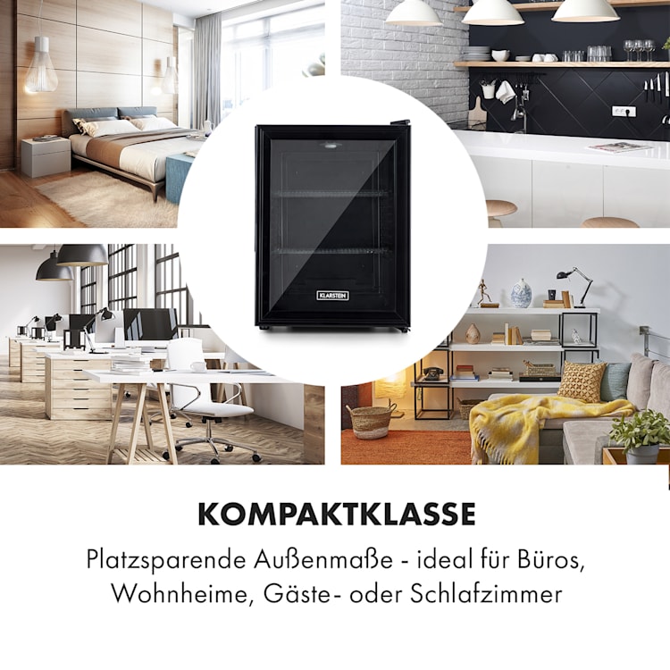Brooklyn 42 Mini-Kühlschrank Glastür LED Ablage 42 Ltr | Schwarz