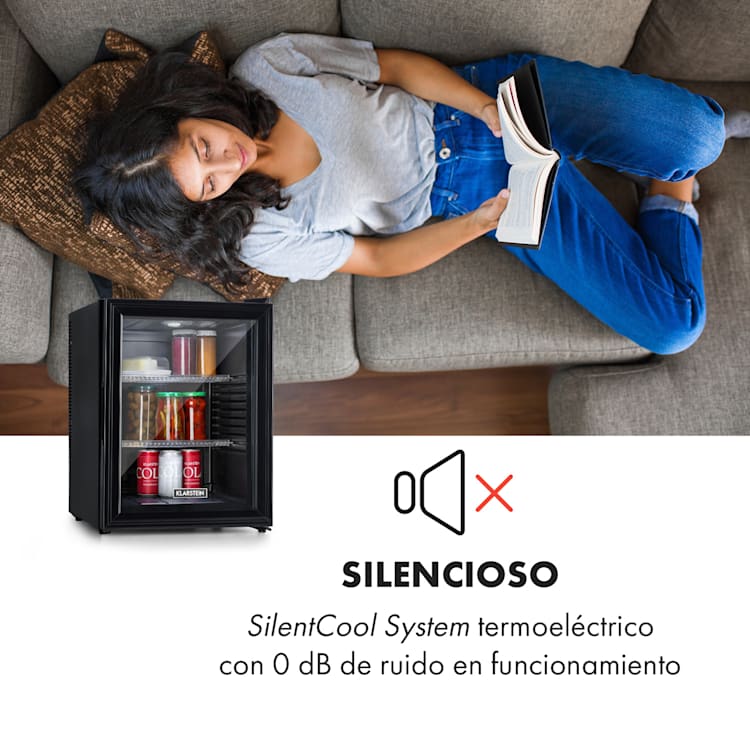Mini frigorífico Brooklyn 42 puerta de cristal estante LED 42 L | Negro