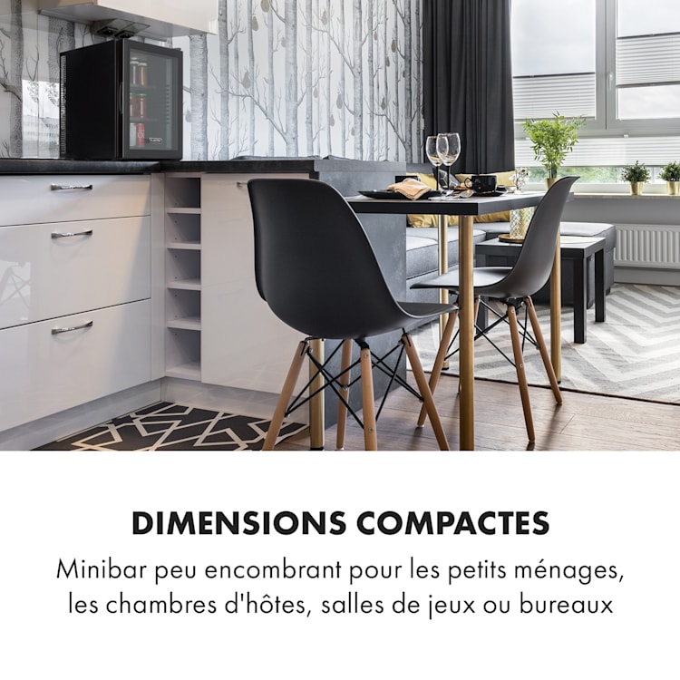 Brooklyn 42 Mini-réfrigérateur porte vitrée compartiments LED 42 L | Noir